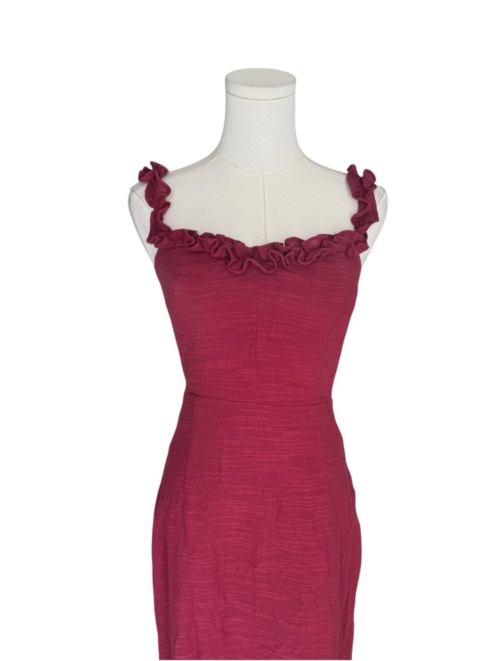 Petal & Pup - NWT Florez Midi Dress Wine Ruffle Straps Smocked Back Sz 6 - Picture 3 of 9